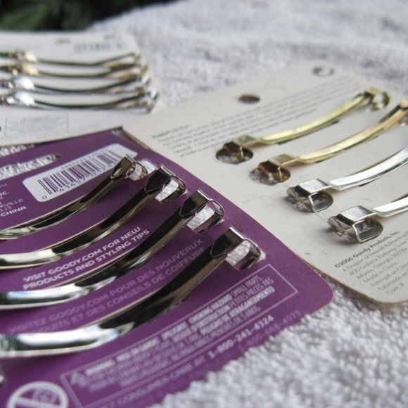 4 Goody Gold Silver Lexy Stay Tight Double Bar Metal Hair Barrettes Flat Secure - Picture 8 of 16